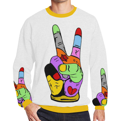 Peace Popart by Nico Bielow Men's Oversized Fleece Crew Sweatshirt (Model H18)
