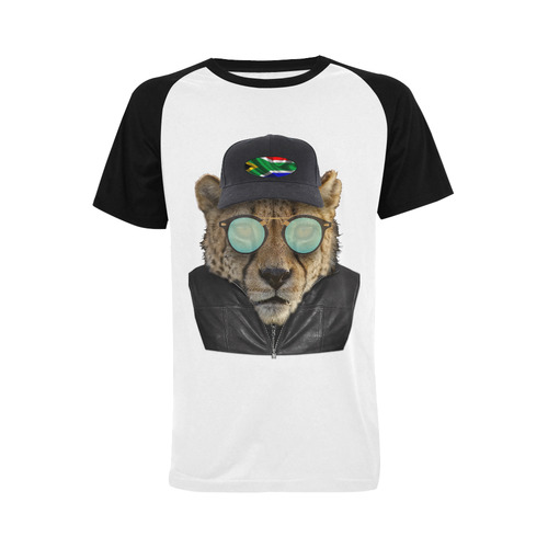 Dresses up cheetah Men's Raglan T-shirt Big Size (USA Size) (Model T11)