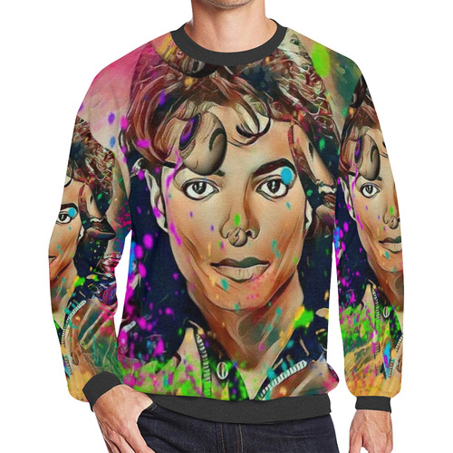 King of Pop Popart by Nico Bielow Men's Oversized Fleece Crew Sweatshirt/Large Size(Model H18)