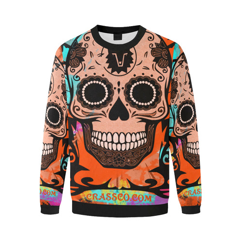 SKULL FLEECE V Men's Oversized Fleece Crew Sweatshirt (Model H18)