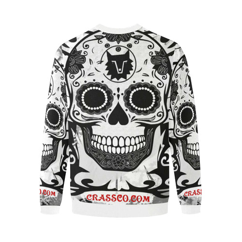 SKULL BIG BIG FLEECE I Men's Oversized Fleece Crew Sweatshirt/Large Size(Model H18)