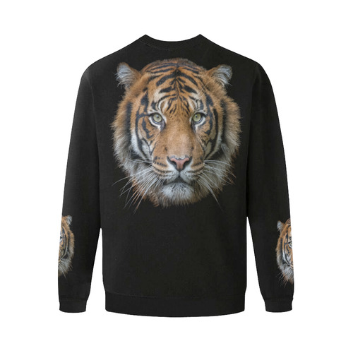 A wild Bengal Tiger Men's Oversized Fleece Crew Sweatshirt/Large Size(Model H18)