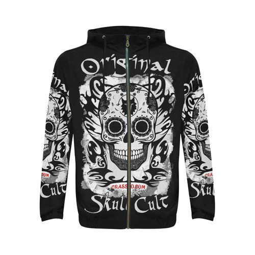 ORIGINAL SKULL CULT I All Over Print Full Zip Hoodie for Men (Model H14)