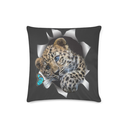 baby leopard and butterfly Custom Zippered Pillow Case 16"x16"(Twin Sides)