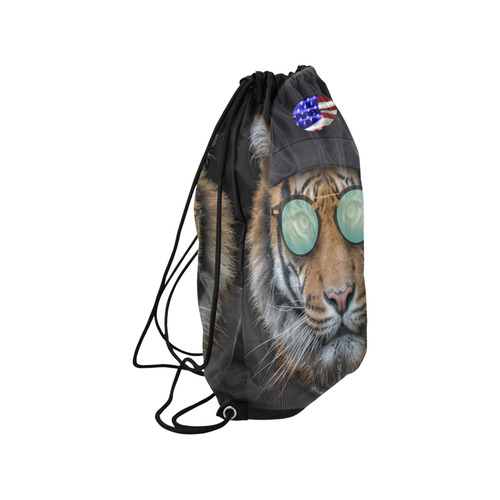 Dressed up Bengal Tiger Medium Drawstring Bag Model 1604 (Twin Sides) 13.8"(W) * 18.1"(H)