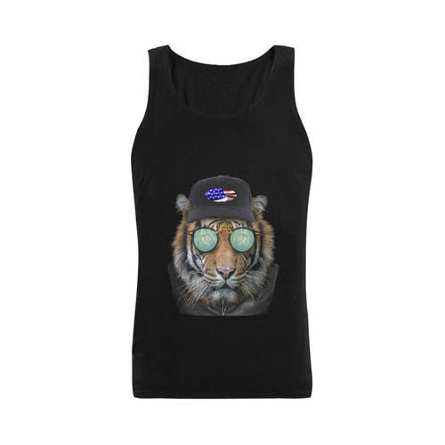 Dressed up Bengal Tiger Plus-size Men's Shoulder-Free Tank Top (Model T33)