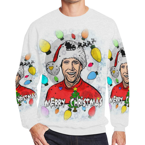 Merry Chrismas Popart by Nico Bielow Men's Oversized Fleece Crew Sweatshirt/Large Size(Model H18)