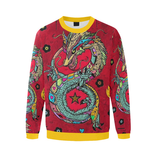 Dragon Popart by Nico Bielow Men's Oversized Fleece Crew Sweatshirt (Model H18)