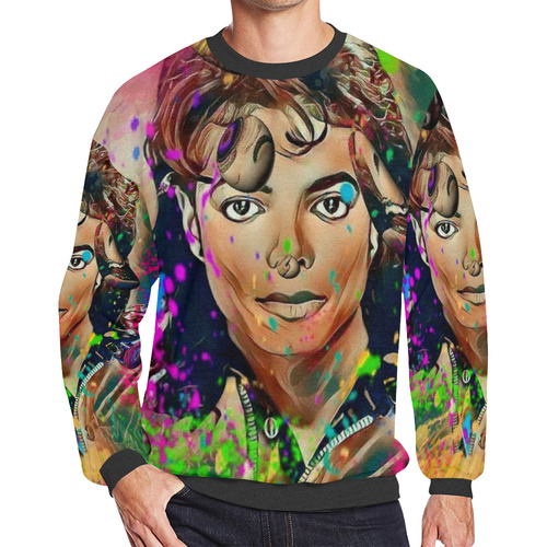 King of Pop Popart by Nico Bielow Men's Oversized Fleece Crew Sweatshirt (Model H18)
