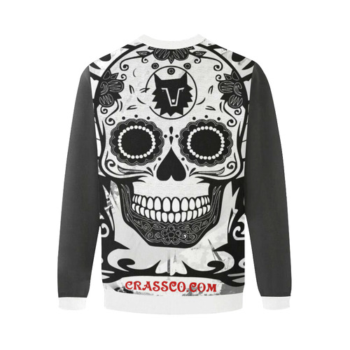 SKULL BIG BIG FLEECE II Men's Oversized Fleece Crew Sweatshirt/Large Size(Model H18)