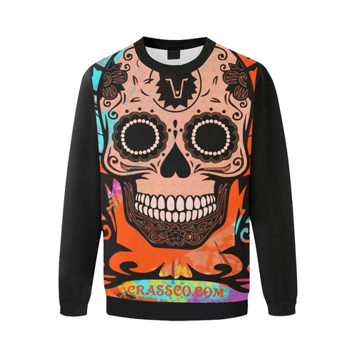 SKULL FLEECE VII Men's Oversized Fleece Crew Sweatshirt (Model H18)