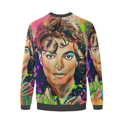 King of Pop Popart by Nico Bielow Men's Oversized Fleece Crew Sweatshirt/Large Size(Model H18)