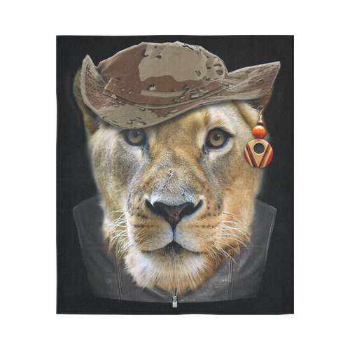 Dresses up lioness Cotton Linen Wall Tapestry 51"x 60"