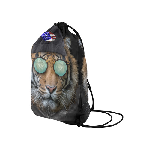 Dressed up Bengal Tiger Medium Drawstring Bag Model 1604 (Twin Sides) 13.8"(W) * 18.1"(H)