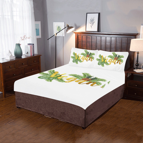 Tropical Pineapple Vegan Bedding Set 3-Piece Bedding Set