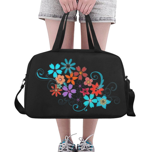 Travel Weekend Bag Colorful Flowers Fitness Handbag (Model 1671)