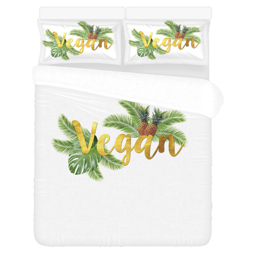 Tropical Pineapple Vegan Bedding Set 3-Piece Bedding Set