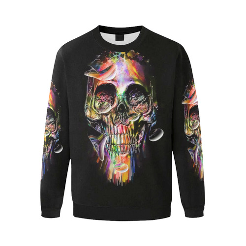 Skull Drops Popart by Nico Bielow Men's Oversized Fleece Crew Sweatshirt/Large Size(Model H18)