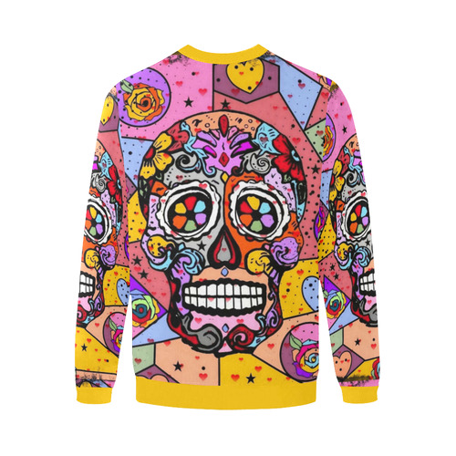 Skull Popart by Nico Bielow Men's Oversized Fleece Crew Sweatshirt/Large Size(Model H18)