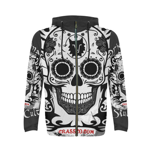 ORIGINAL SKULL CULT III All Over Print Full Zip Hoodie for Men (Model H14)