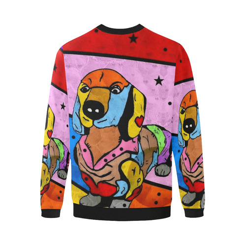 Dachshund Popart by Nico Bielow Men's Oversized Fleece Crew Sweatshirt/Large Size(Model H18)