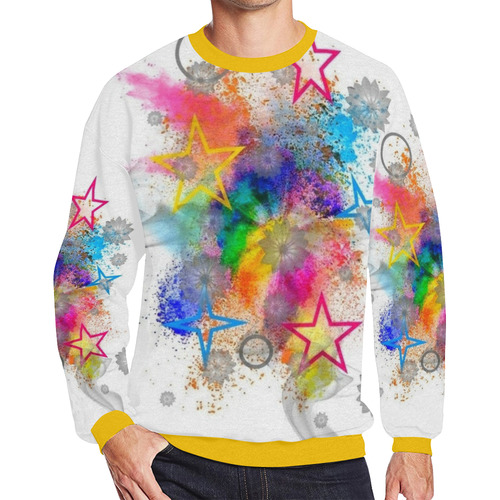 Stars Popart by Nico Bielow Men's Oversized Fleece Crew Sweatshirt/Large Size(Model H18)