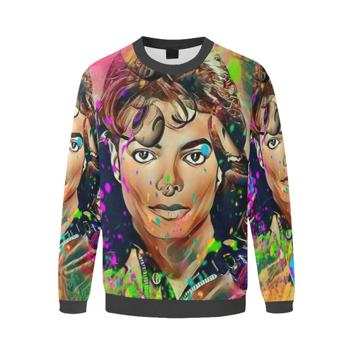 King of Pop Popart by Nico Bielow Men's Oversized Fleece Crew Sweatshirt/Large Size(Model H18)