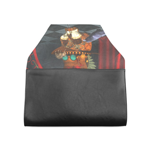 Steampunk skull with rat and hat Clutch Bag (Model 1630)