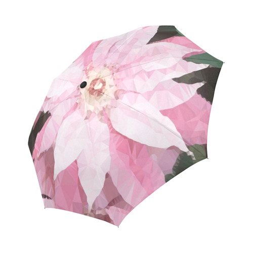 Floral Pink Poinsettia Low Polygon Art Auto-Foldable Umbrella (Model U04)