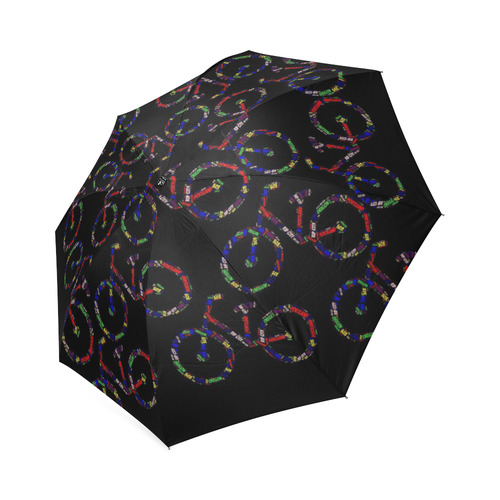 Umbrella Black Portland Oregon Colorful Bikes Foldable Umbrella (Model U01)