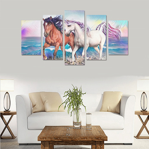 Horses Walking by the Sea Canvas Print Sets A (No Frame)