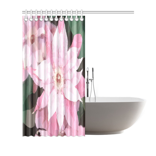 Floral Pink Poinsettia Low Polygon Art Shower Curtain 72"x72"