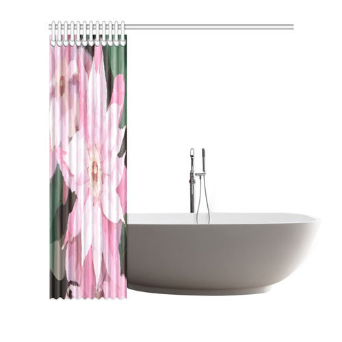 Floral Pink Poinsettia Low Polygon Art Shower Curtain 72"x72"