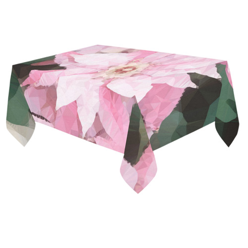 Floral Pink Poinsettia Low Polygon Art Cotton Linen Tablecloth 60"x 84"