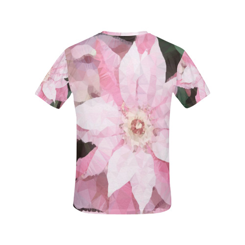 Floral Pink Poinsettia Low Polygon Art All Over Print T-Shirt for Women (USA Size) (Model T40)