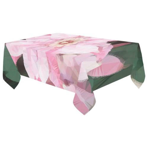 Floral Pink Poinsettia Low Polygon Art Cotton Linen Tablecloth 60"x 104"