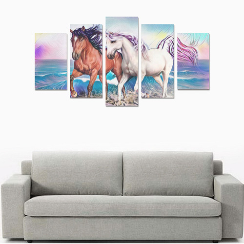 Horses Walking by the Sea Canvas Print Sets A (No Frame)