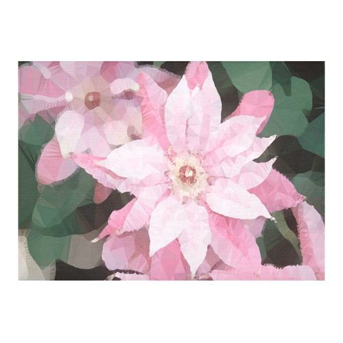 Floral Pink Poinsettia Low Polygon Art Cotton Linen Tablecloth 60"x 84"