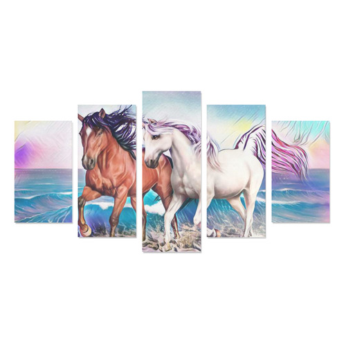 Horses Walking by the Sea Canvas Print Sets A (No Frame)