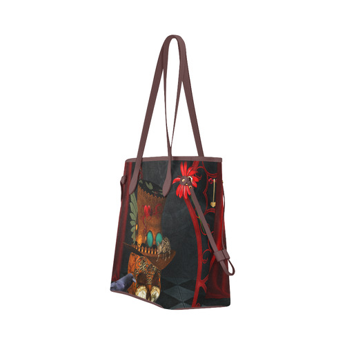 Steampunk skull with rat and hat Clover Canvas Tote Bag (Model 1661)