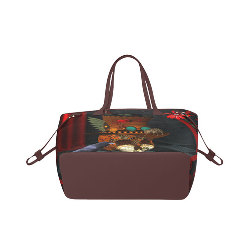 Steampunk skull with rat and hat Clover Canvas Tote Bag (Model 1661)