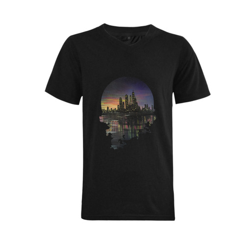 City Lights Men's V-Neck T-shirt (USA Size) (Model T10)