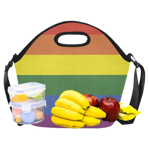 Stripes with rainbow colors Neoprene Lunch Bag/Large (Model 1669)