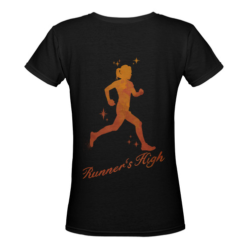 Women's Runner's High on Marathon Women's Deep V-neck T-shirt (Model T19)