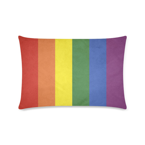 Stripes with rainbow colors Custom Rectangle Pillow Case 16"x24" (one side)