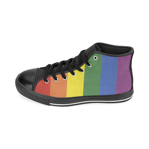 Stripes with rainbow colors High Top Canvas Women's Shoes/Large Size (Model 017)