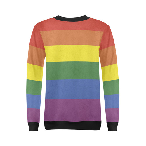 Stripes with rainbow colors All Over Print Crewneck Sweatshirt for Women (Model H18)