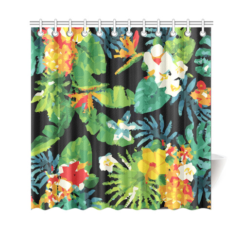 Tropical Pineapple Floral Low Polygon Art Shower Curtain 69"x70"