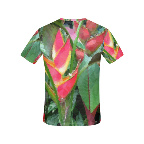 Tropical Flowers Low Polygon Floral Art All Over Print T-Shirt for Women (USA Size) (Model T40)
