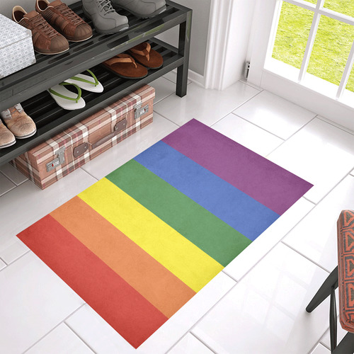 Stripes with rainbow colors Azalea Doormat 30" x 18" (Sponge Material)